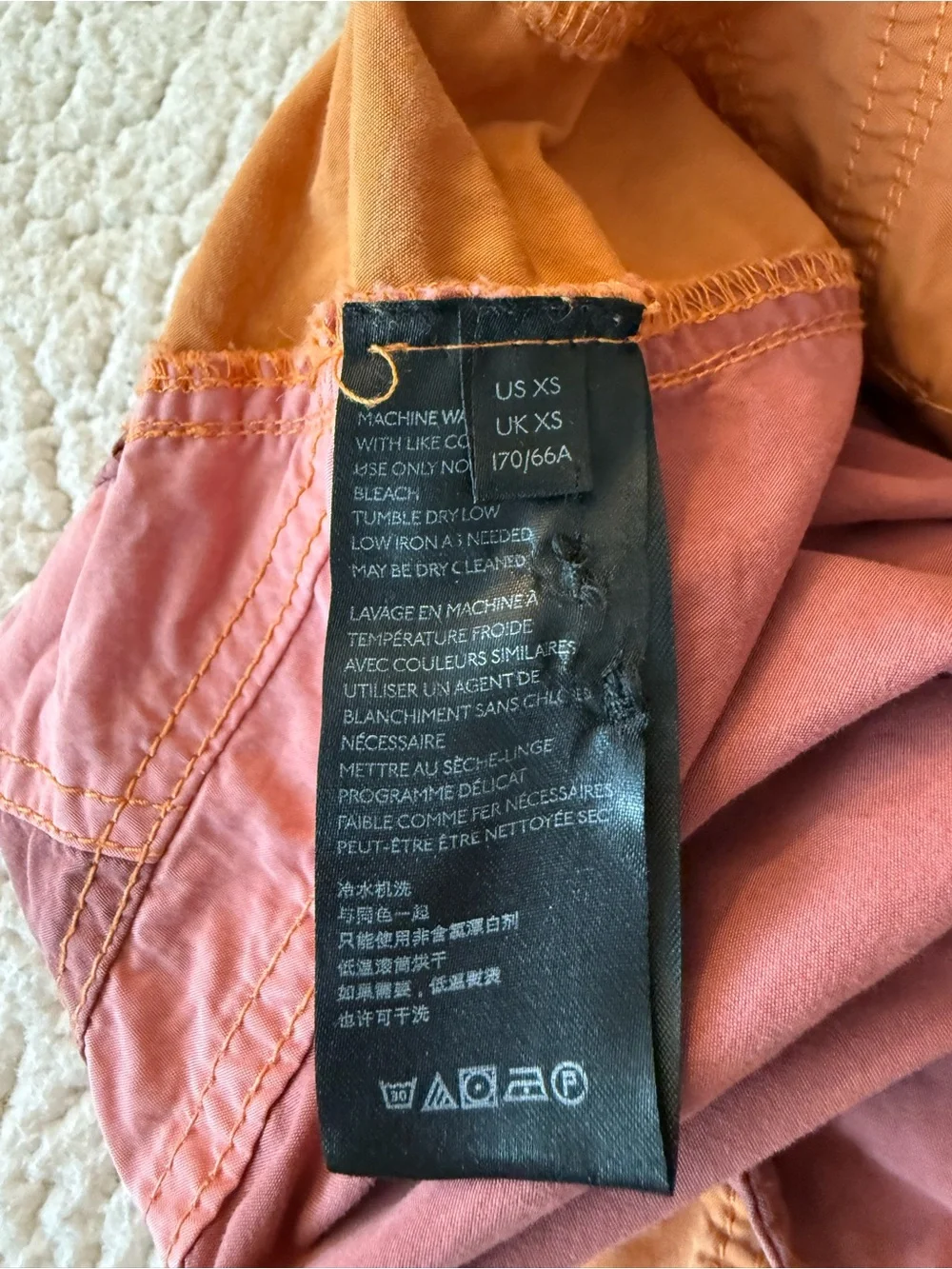 Free People Colorblock Utility Cargo Parachute Jogger Pants XS Pink Rust Boho
